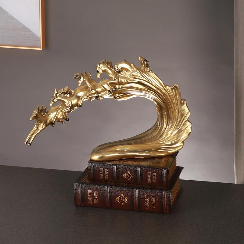Flying Six Horse Resin Sculpture
